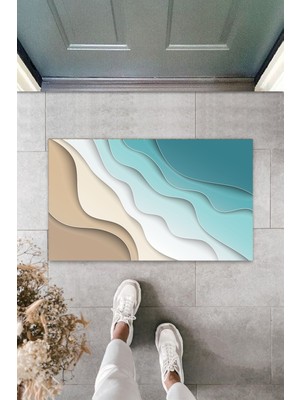 Stok Shop Dijital Baskı Yeşil Dış ve Iç Mekan Doğal Taş Desen Kapı Önü Paspası