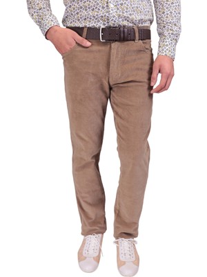 Daniel Voi Kadife Açık Bej Erkek Regular Fit Pantolon