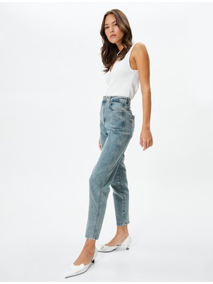 Koton Yüksek Bel Kot Pantolon Dar Kesim Az Esneyen Cepli Pamuklu - Eve Slim Jean