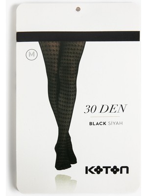 Koton Kazayağı Desenli Külotlu Çorap Mat 30 Den