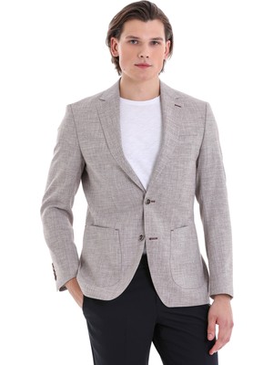 HTML Bordo Slim Fit Desenli Mono Yaka Casual Ceket