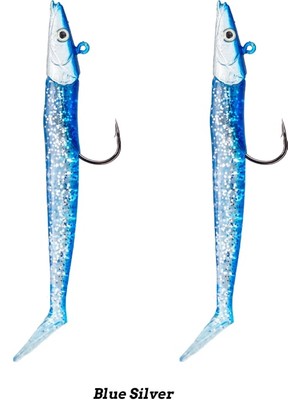 Fujin Zand Eel 11CM 7GR-14GR Double Body+Head Silikon Balık - Blue Silver