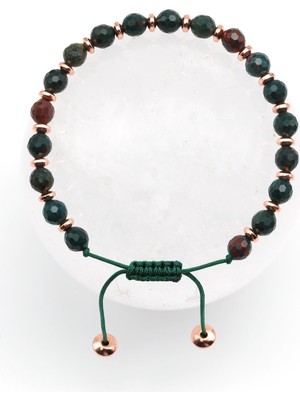 Alibaba Doğaltaş Kan Taşı Doğal Taş Makrome Örme Bileklik Fasetli Kesim