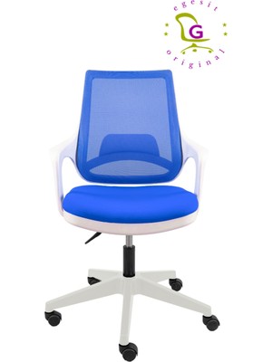 Egesit Ofis Fileli Çalışma Koltuğu Porto-31 Beyaz Kasa Mavi Renk