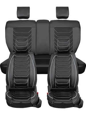 AG Store 
honda Legend Uyumlu Lüks Yarı Deri Oto Koltuk Kılıfı Ön/arka Set (Roma) Siyah-Beyaz