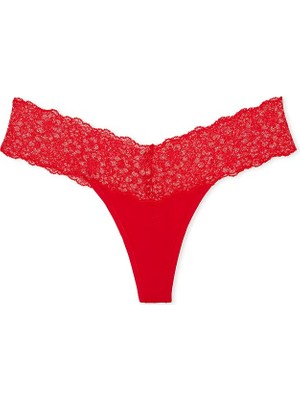 Victoria's Secret Shimmer Lace-Waist Cotton Thong Panty