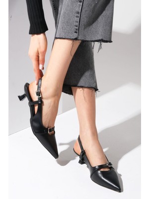 Mio Gusto Kristin Siyah Renk Rugan Kısa Topuklu Kadın Ayakkabı