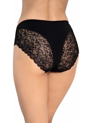 Miss Blue Moon Dantelli Bato Külot 2'li Siyah/Beyaz  5660 Arka Baklava Kesim Yüksek Bel Rahat Tasarım