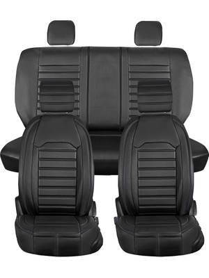 Şahinler Toyota Land Crusier Uyumlu Lüks Deri Oto Koltuk Kılıfı Ön Arka Takım Set Giydirme Model Siyah