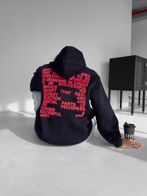 Abluka Online Oversize Life Baskılı Hoodie Siyah