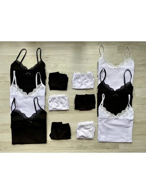 Victroy Kadın İç Giyim Seti 6 Adet Yumuşak Pamuklu Atlet ve Külot Hediye ile