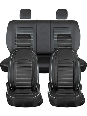 Ack honda Legend Uyumlu Deri Oto Koltuk Kılıfı Ön-Arka 5li Set Original Seri Siyah-Beyaz