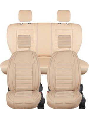 Fiat 500X Uyumlu Deri Oto Koltuk Kılıfı Ön-Arka 5li Set Original Seri Bej
