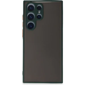 Caseworld Samsung Galaxy S22 Ultra Kılıf Kamera Korumalı Silikon Kenarlı Renkli Düğmeli Arkası Mat Arka Kapak - Yeşil