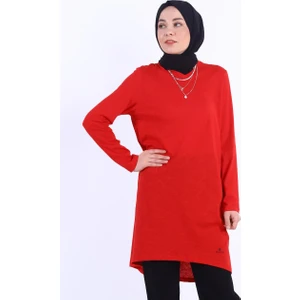 1875_Plistre Baskılı Basic Tesettür Tunik