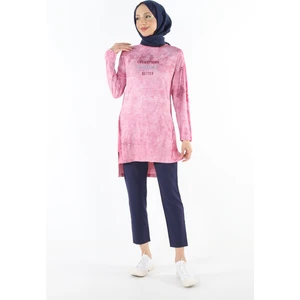 2186_Batik Desen Görünümlü Baskılı Tesettür Tunik