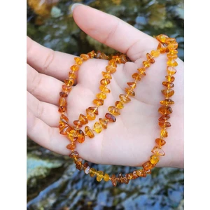 Kehribar Sarayı Damla Kehribar Karamel Renk Unisex Yetişkin  Kolye 60 cm