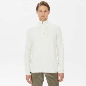 Nautıca Erkek Beyaz Standart Fıt Dik Yakalı Uzun Kollu Triko S37104T.1MA