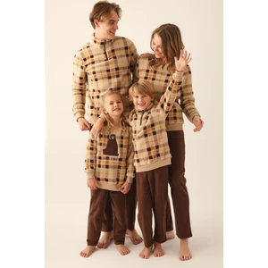 Kız Çocuk Bej Polar Pijama Takımı