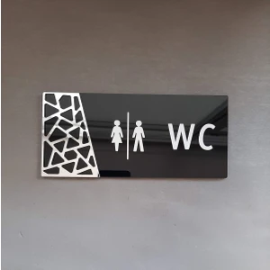 Black Silver Pattern Seri Wc Yönlendirme Tabelası