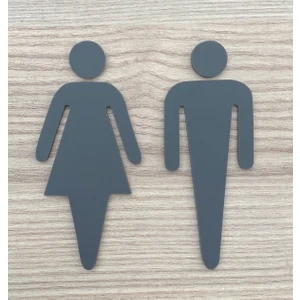 Mat Antrasit Kadın ve Erkek Wc Yönlendirme Seti