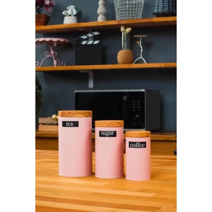UCR Home 3'lü Set Metal Çay Kahve Şeker Saklama Kavanozu - Dama Desenli