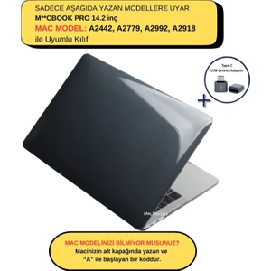 Macbook Pro Kılıf 14.2 inç M1-M2-M3-M4, Kristal (Touchbarsız 14" Pro) A2442 A2779 A2992 A2918 A3112 A3401 A3185 ile Uyumlu