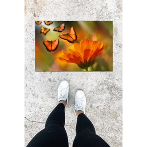 Dijital Baskı Turuncu Dış ve Iç Mekan Çoklu Kelebek Desen Kapı Önü Paspası