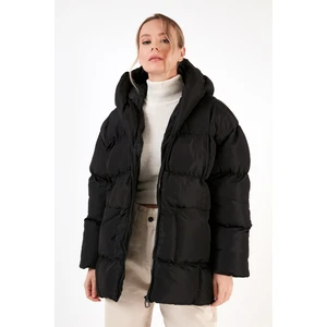 Oversize Fit Kapüşonlu Şişme Mont Bayan Mont 640Y047