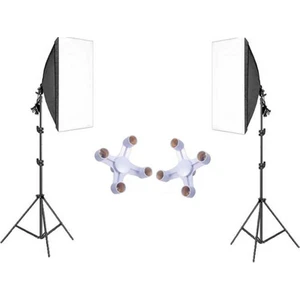 50x70cm Softbox 4 Duylu Adaptörlü İkili Set Ürün ve Video Çekim Işığı 200cm Ayak