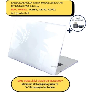 Macbook Pro Kılıf 16.2 inç M1-M2-M3, Parlak Kristal (Touchbarsız 16.2" Pro) A2485 A2780 A2991 ile Uyumlu