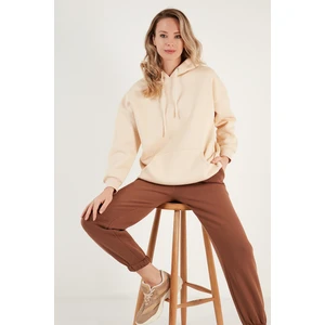 Regular Fit Pamuklu Kapüşonlu Yaka Şardonlu Kışlık Sweat Kadın Sweat 5863854