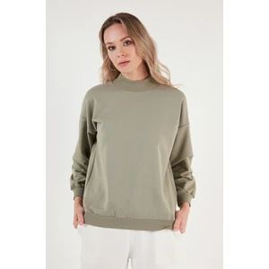 Pamuklu Dik Yaka Basic Örme Sweat Bayan Sweat 5863323