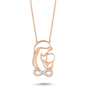 Gümüş Rose Anne Bebek Kolyesi