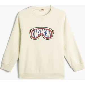 Sweatshirt Uzun Kollu Bisiklet Yaka Kış Temalı Baskı Detaylı Şardonlu
