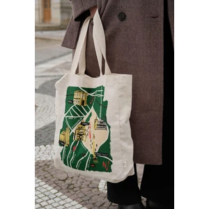 Baskılı Körüklü Bez Çanta Kopenhag-Map