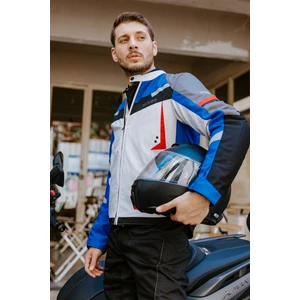 Madrid  3 Mevsım Erkek Motosıklet Ceketı - Mavı Gri  L
