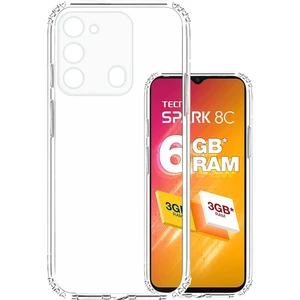 Tecno Camon Spark 8c Köşeli Şeffaf Anti Shock Silikon Kılıf