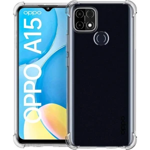 Oppo A15 Köşeli Şeffaf Anti Shock Silikon Kılıf