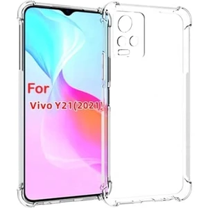 Vivo Y21 Köşeli Şeffaf Anti Shock Silikon Kılıf