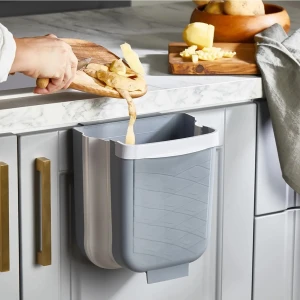 Akordiyon Katlanabilir Askılı Banyo ve Mutfak Tezgahüstü Çöp Kovası