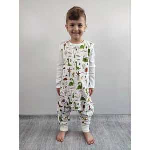 Pamuk Pazen Kolsuz Bebek Çocuk Uyku Tulumu 21-24 Derece Dino Desen Unisex