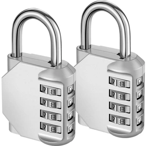 Şifreli Kilit, 4 Haneli Şifreli Asma Kilit, Su Geçirmez Kapı Kilidi, Soyunma, Spor Salonu, Çantalar, Alet Kutusu, Okul Için Sıfırlanabilir Kombinasyon Kilidi, 2 Paket - Gümüş (Yurt Dışından)