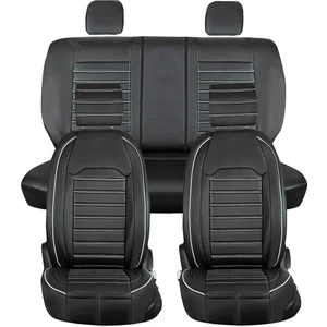 Skoda Kamiq Uyumlu Lüks Deri Oto Koltuk Kılıfı Ön Arka Takım Set Giydirme Model Siyah Beyaz Şhnlr