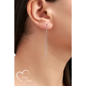 SS Selin Silver Zincir Küpe Asansör Model Gold, Gümüş, Rose Renk 925 Ayar Gümüş Küpe