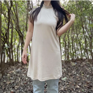 Kadın Dik Yaka Kolsuz Içlik Viskon Tunik