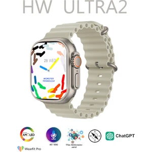 2023 Hw Series Ultra 2 Upgrad Akıllı Saat 2.01 Inç 380MAH Amoled Ekran Hediye Kordonlu