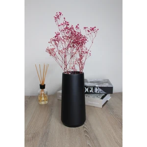 Dekoratif Silindir Uzun Beton Vazo / 20CM - Siyah