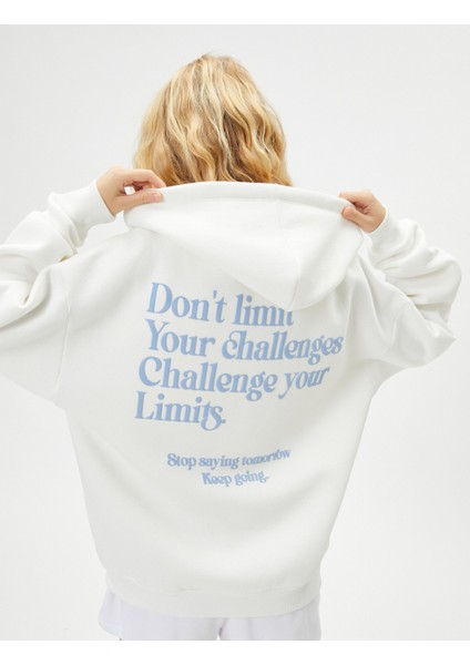 Fermuarlı Sweatshirt Kapüşonlu Arkası Baskılı Cepli Pamuk Karışımlı fırsatları