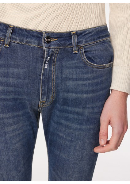Normal Bel Slim Fit Erkek Denim Pantolon 23IU1M02SK16020_PANTALONE 5 Tasche fırsatları